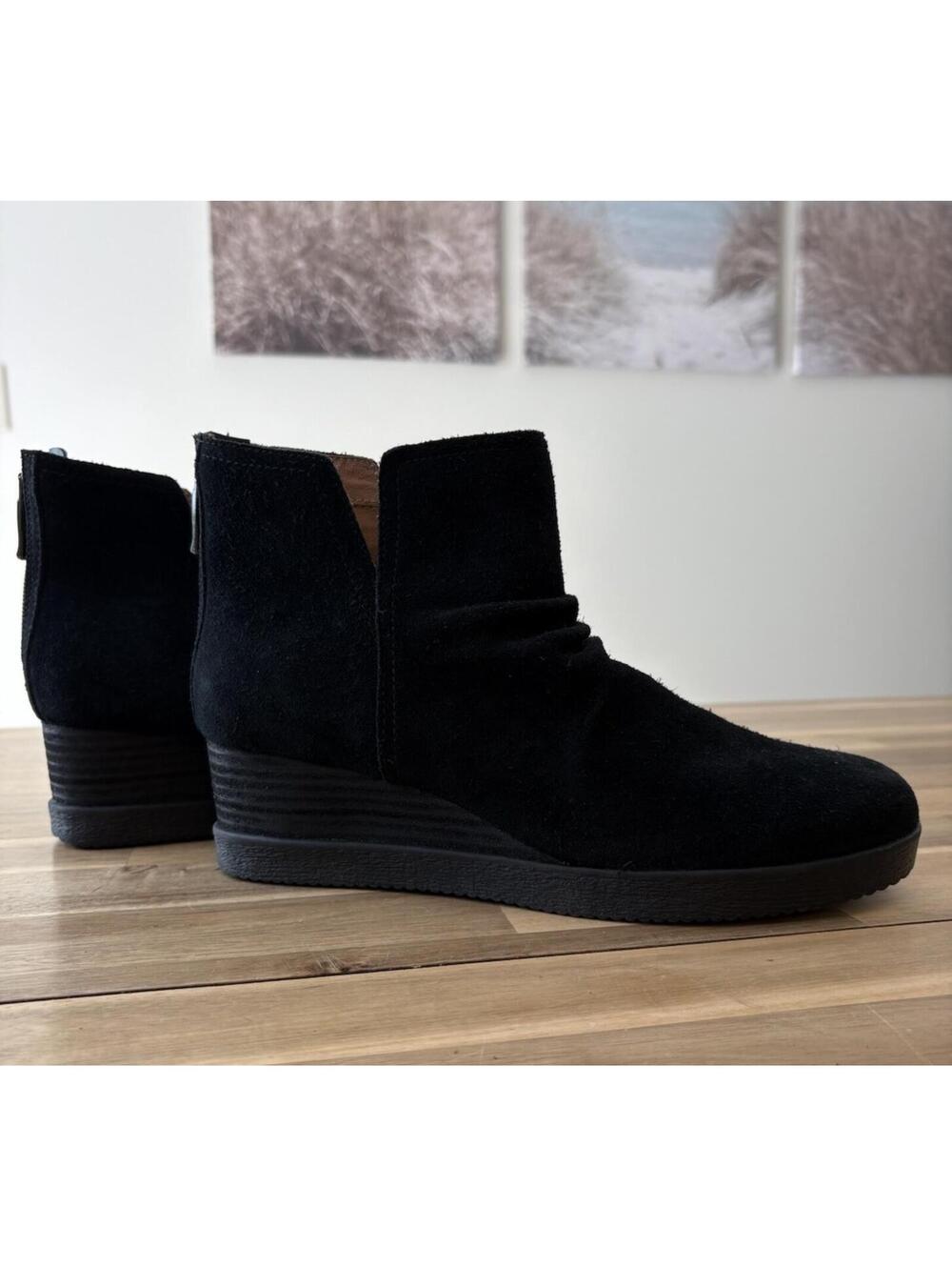Dansko Stephanie Black Suede Wedge Waterproof Ankle Boots Sz 40